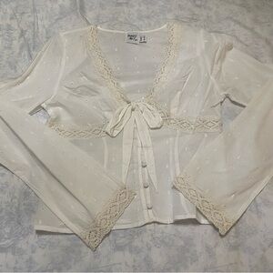 Princess Polly White Lace Trim Blouse